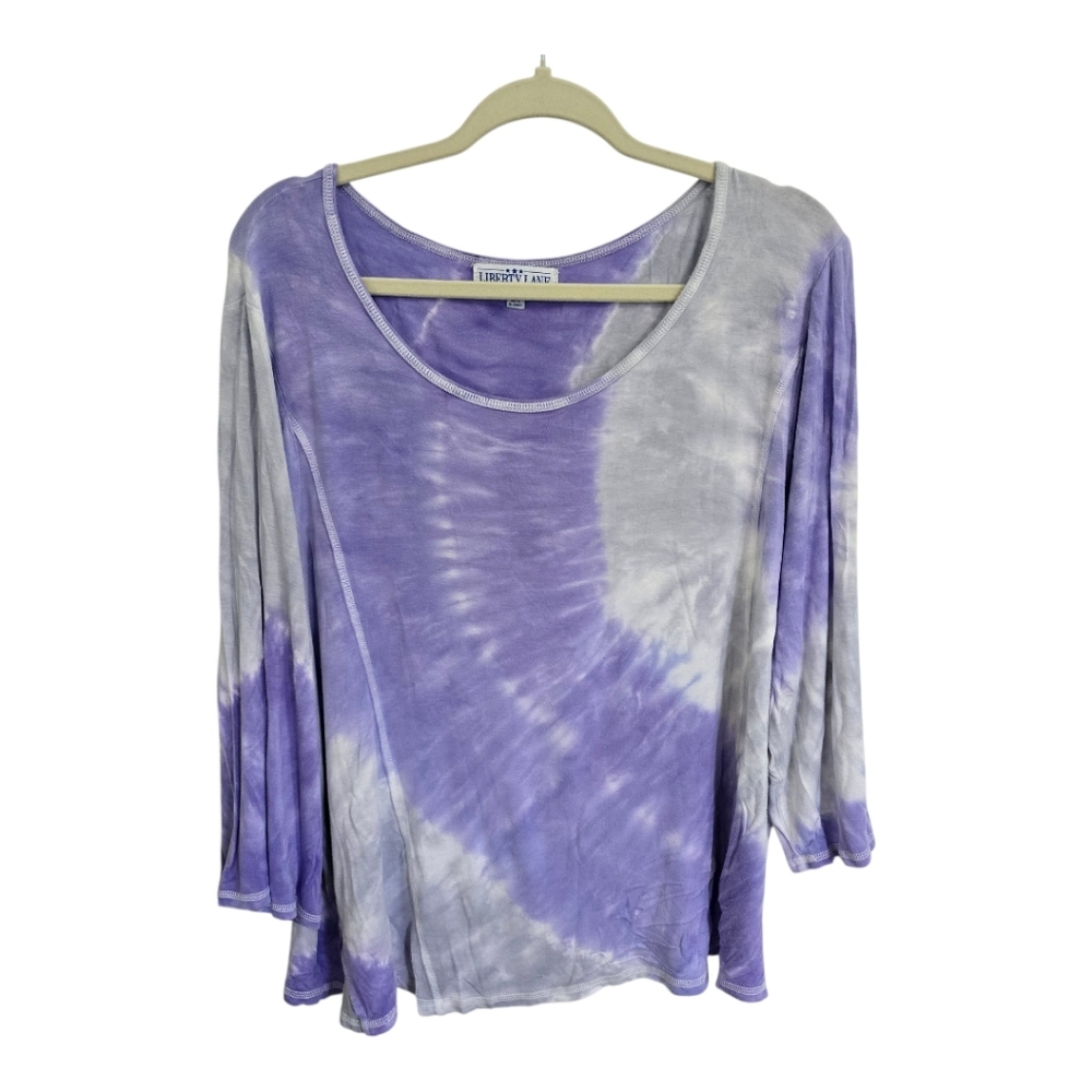Liberty Lane Tie Dye Workout Top, Purple & Gray